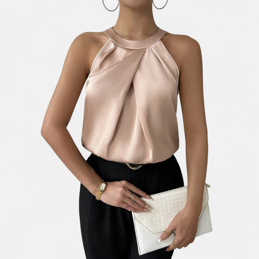 Women’s Satin Tank Top Elegant Pleated Design for Going Out 0