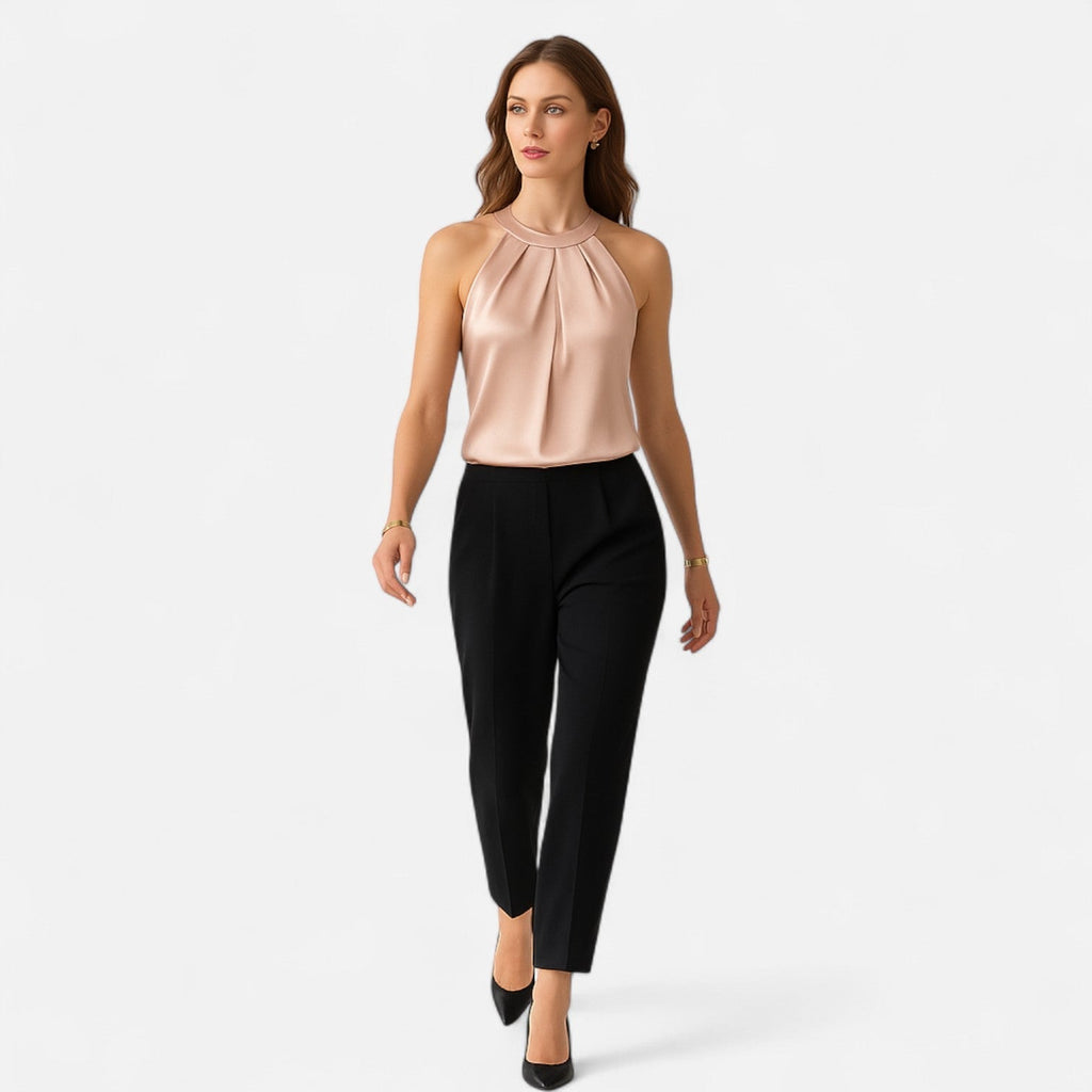 Women’s Satin Tank Top Elegant Pleated Design for Going Out 1