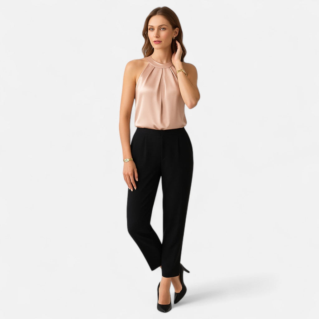 Women’s Satin Tank Top Elegant Pleated Design for Going Out 2