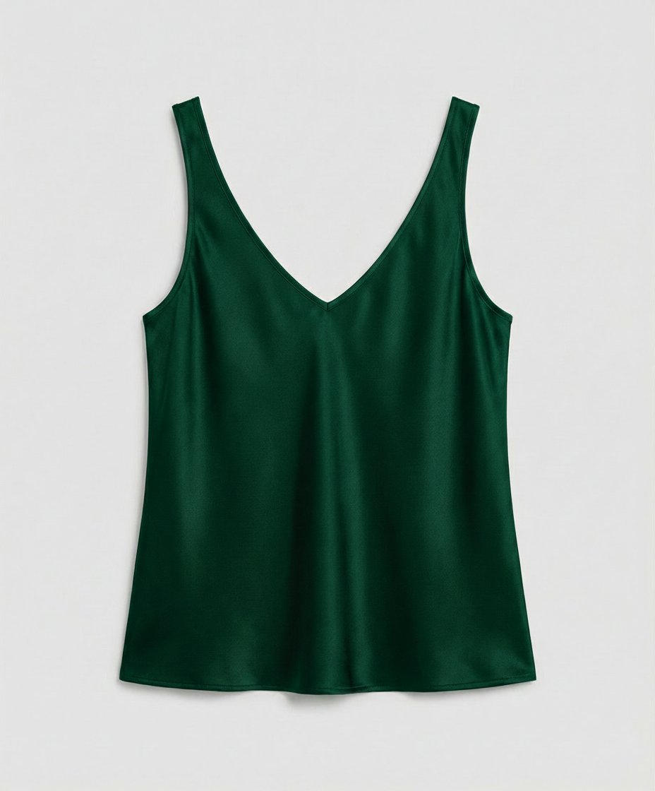 Women’s Satin V-Neck Camisole Top Elegant Wide-Strap Design 3