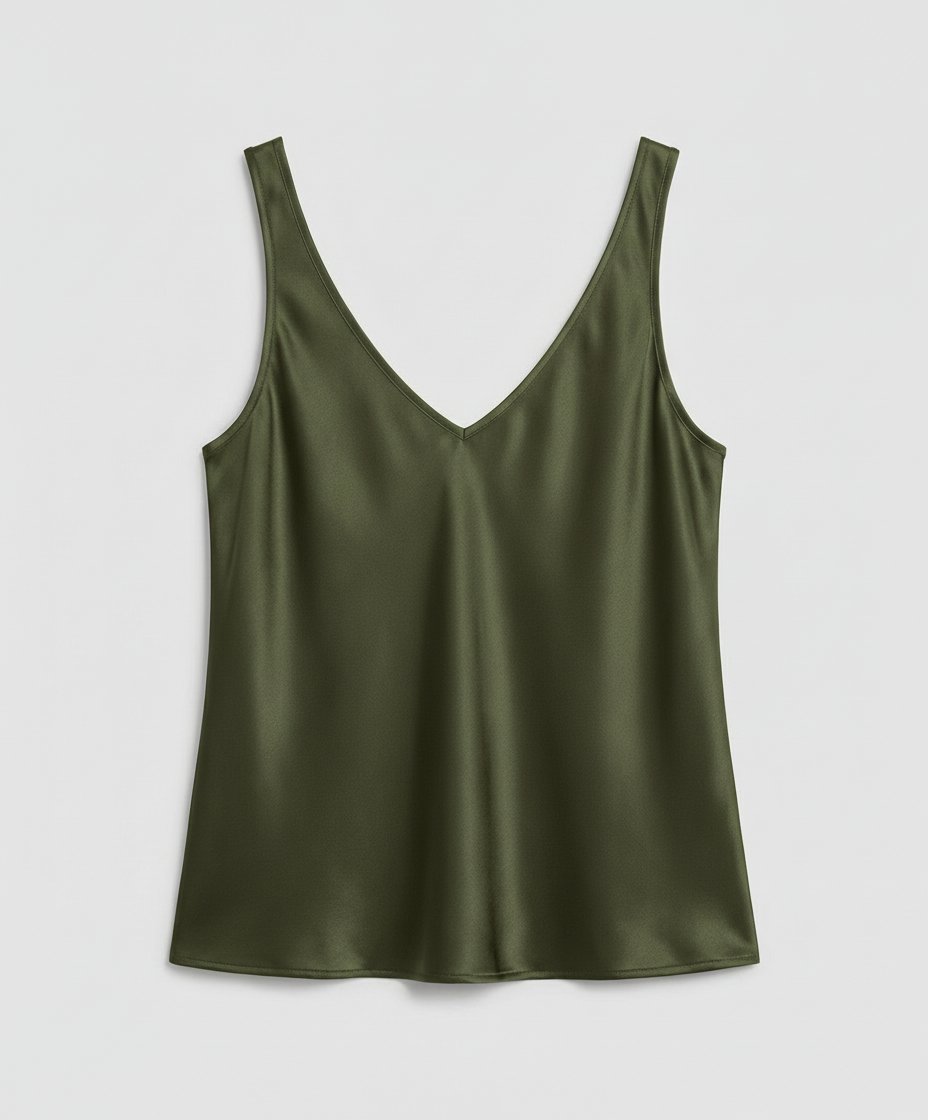 Women’s Satin V-Neck Camisole Top Elegant Wide-Strap Design 4