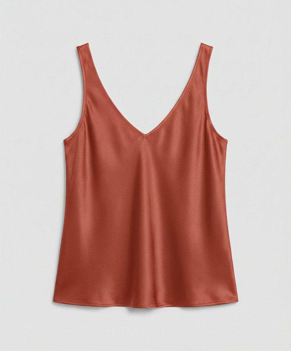 Women’s Satin V-Neck Camisole Top Elegant Wide-Strap Design 5