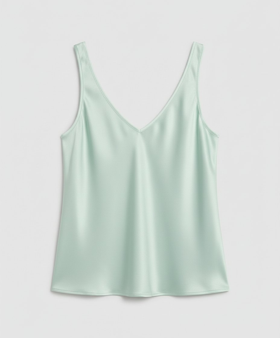 Women’s Satin V-Neck Camisole Top Elegant Wide-Strap Design 7