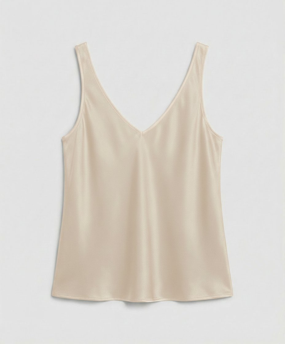 Women’s Satin V-Neck Camisole Top Elegant Wide-Strap Design 8