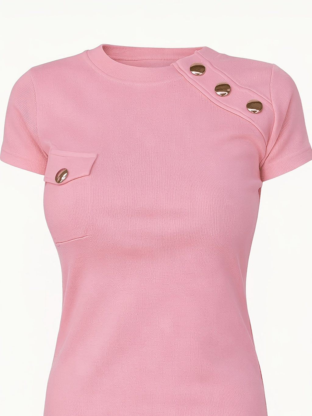 Women’s Short-Sleeve T-Shirt with Button Accent Detail Elegant Style 8