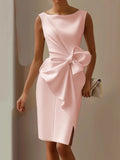 Women’s Sleeveless Cocktail Dress with Elegant Oversized Bow 0