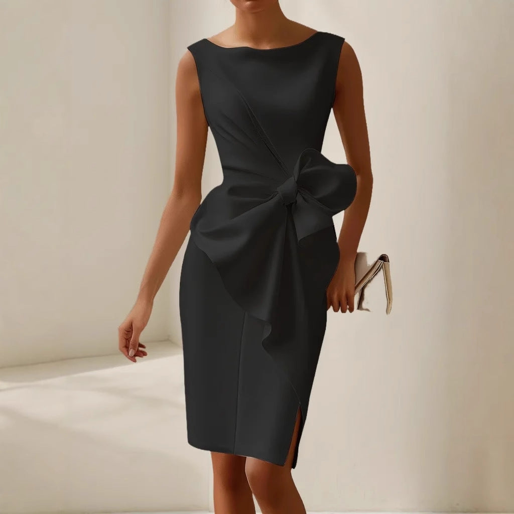 Women’s Sleeveless Cocktail Dress with Elegant Oversized Bow 5