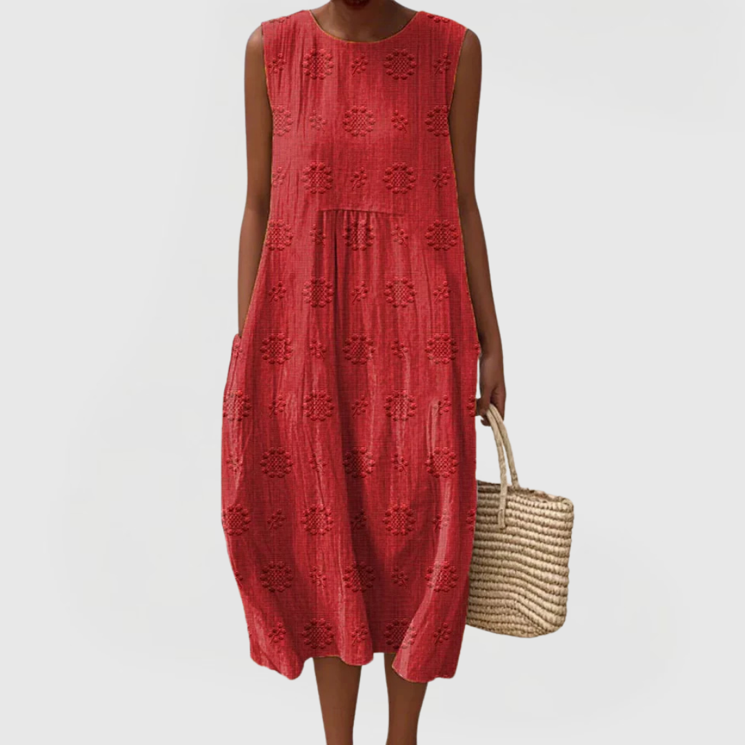 Women’s Sleeveless Summer Dress with Embroidery and Pockets 3