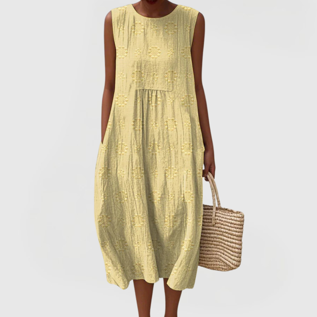 Women’s Sleeveless Summer Dress with Embroidery and Pockets 4