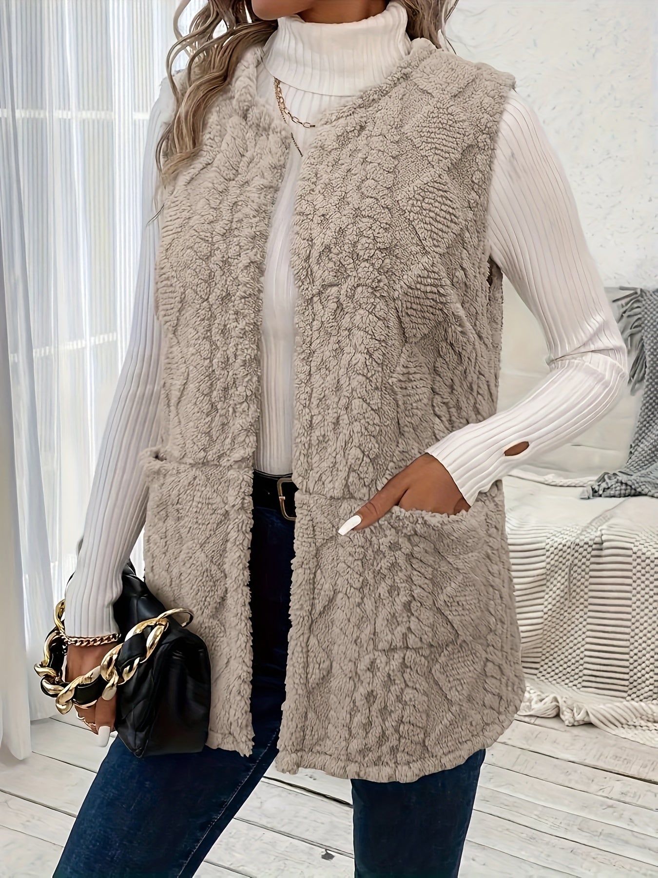 Women’s Sleeveless Textured Vest Cozy Layering Essential 2