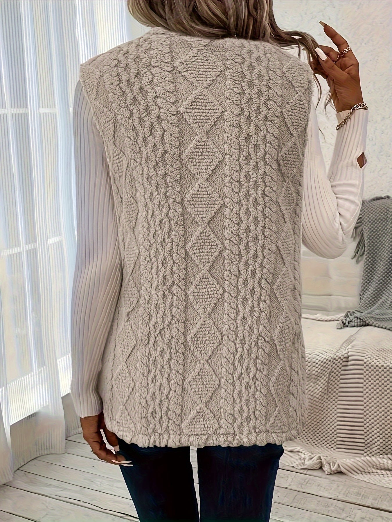 Women’s Sleeveless Textured Vest Cozy Layering Essential 3