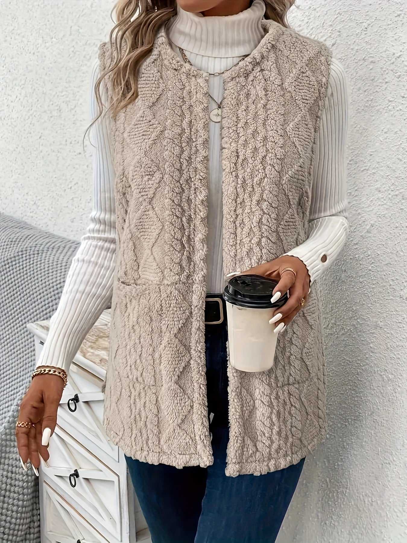 Women’s Sleeveless Textured Vest Cozy Layering Essential 4