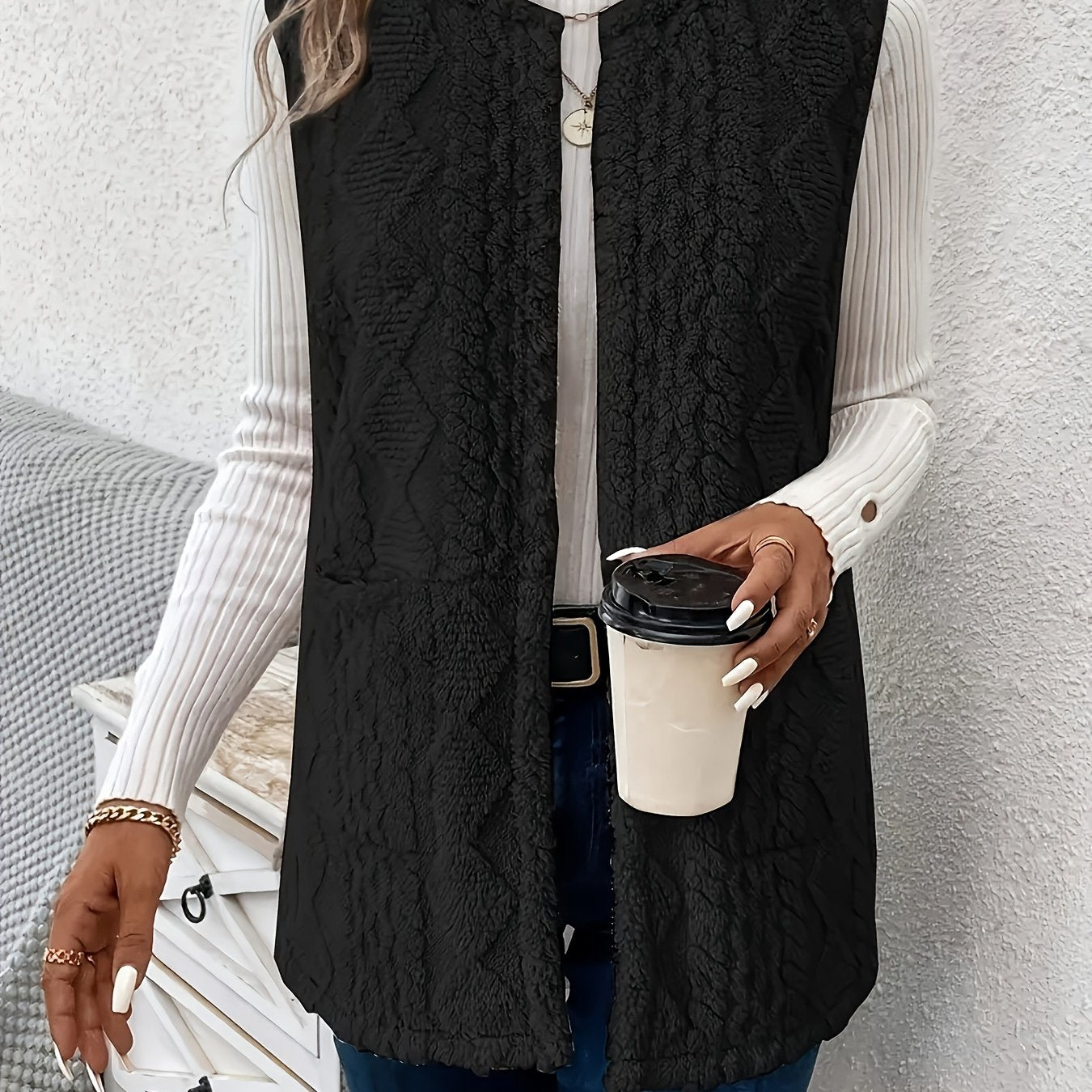 Women’s Sleeveless Textured Vest Cozy Layering Essential 6