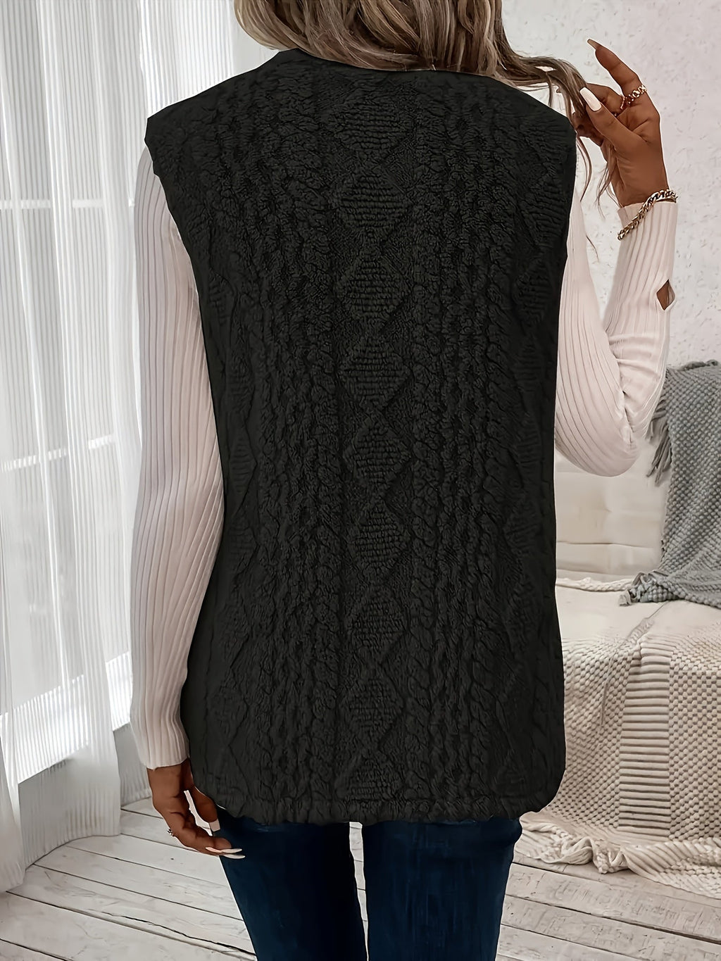 Women’s Sleeveless Textured Vest Cozy Layering Essential 8