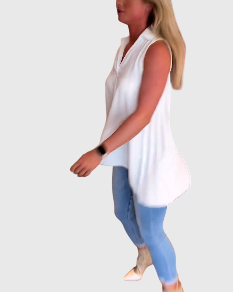 Women’s Sleeveless Top Elegant Ruffle Detail 1