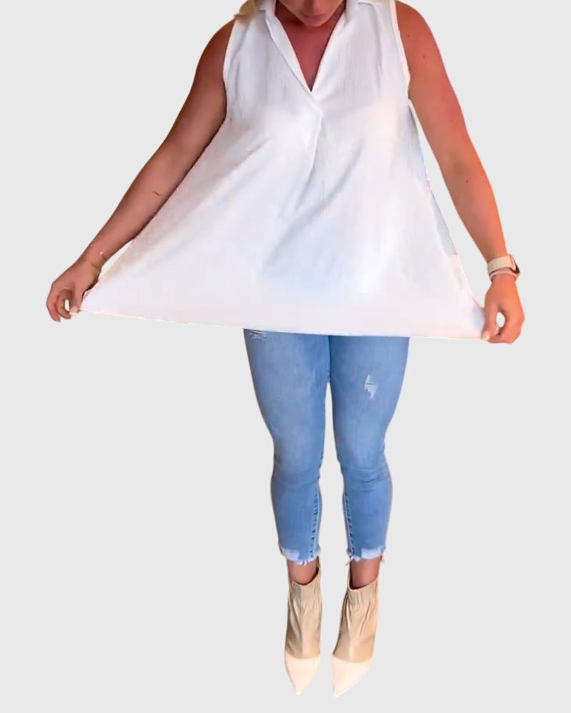 Women’s Sleeveless Top Elegant Ruffle Detail 2