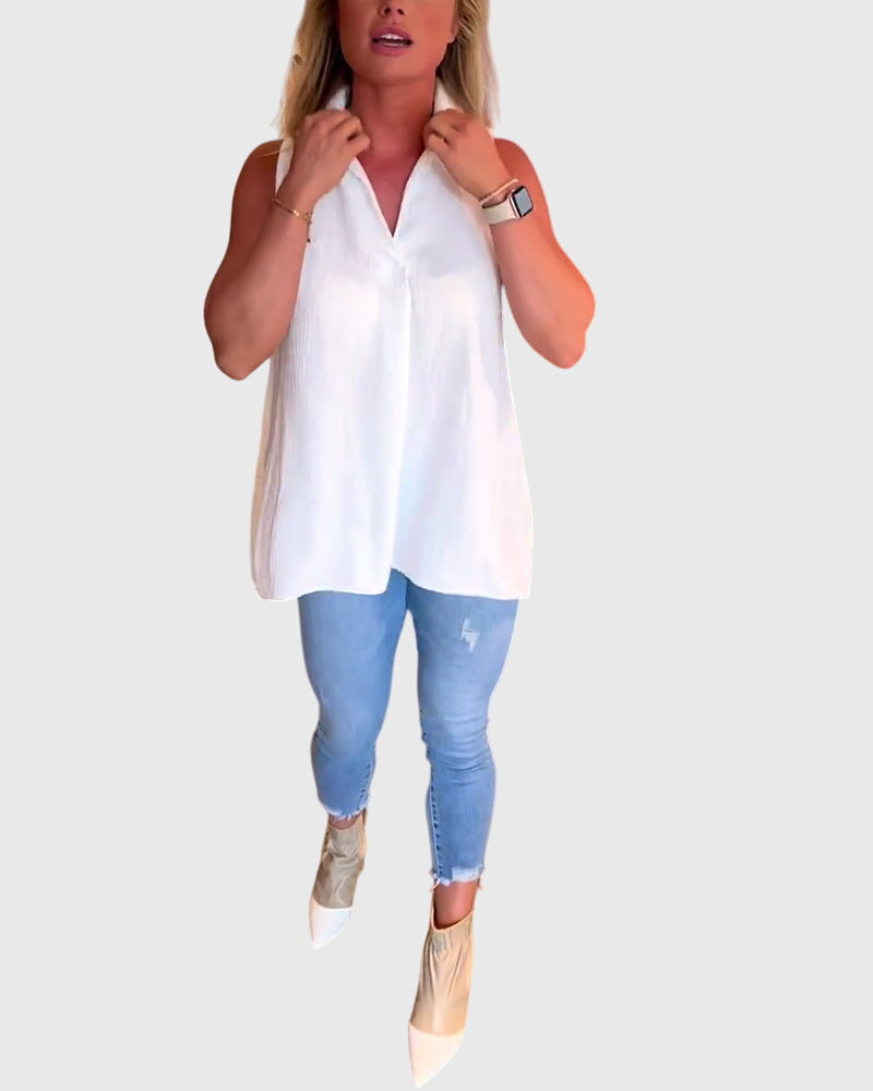 Women’s Sleeveless Top Elegant Ruffle Detail 4