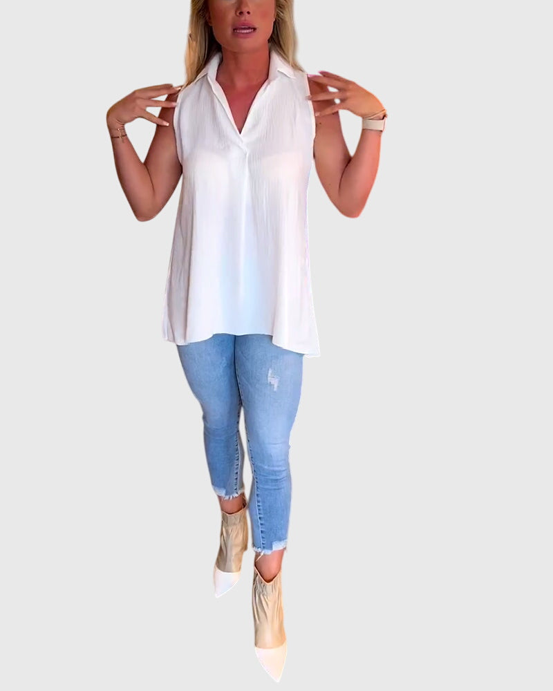 Women’s Sleeveless Top Elegant Ruffle Detail 5