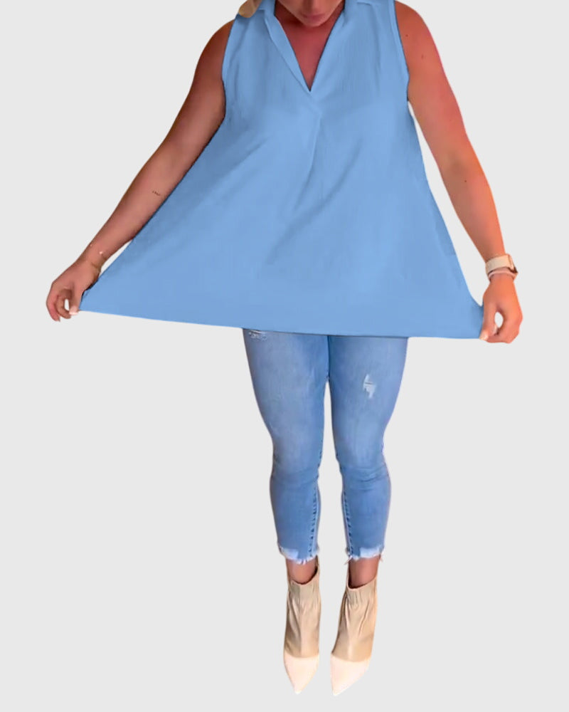 Women’s Sleeveless Top Elegant Ruffle Detail 6