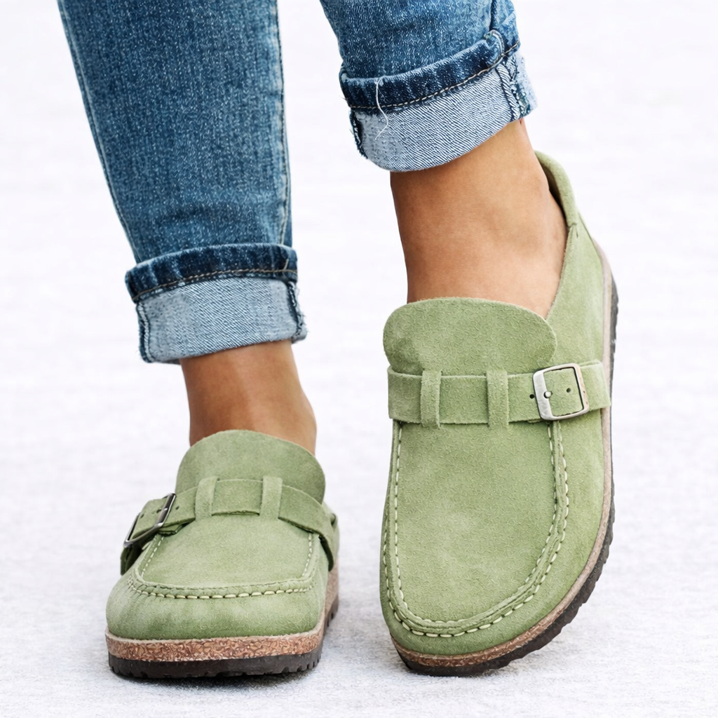 Women’s Slip-On Loafers Soft Suede Style with Buckle Detail 4