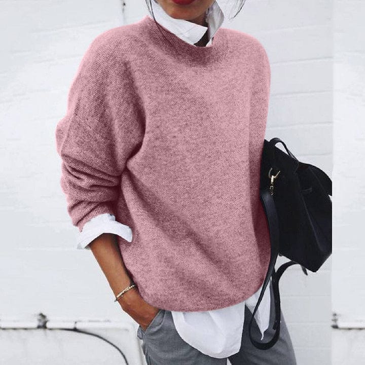 Women’s Soft Round Neck Pullover Sweater Cozy Casual Style 1