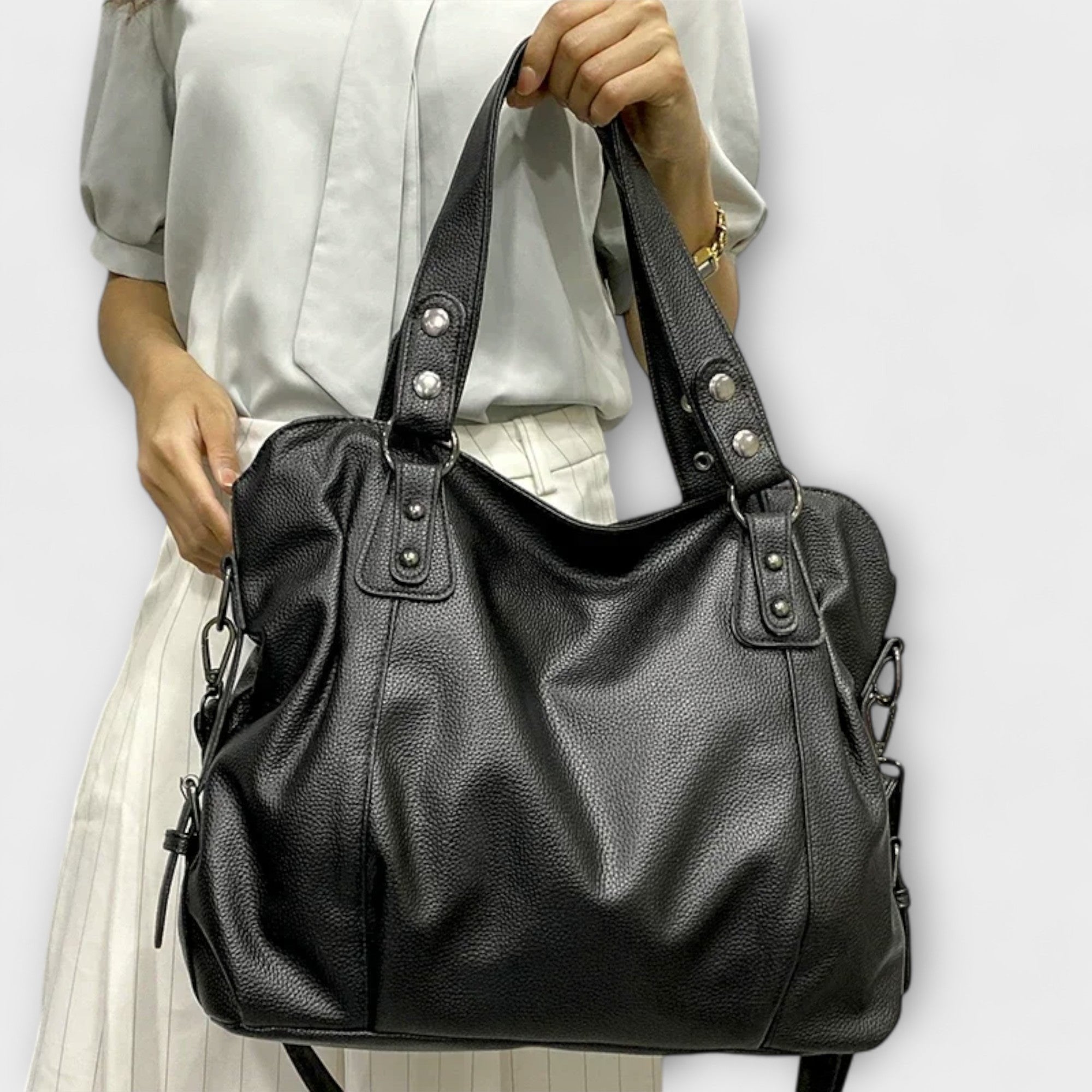 Women’s Spacious Vegan Leather Shoulder Bag with Adjustable Strap 2