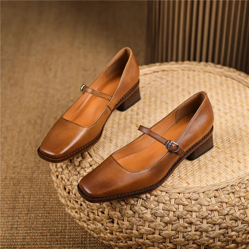Women’s Spring Block Heel Shoes Elegant Strap Design 5