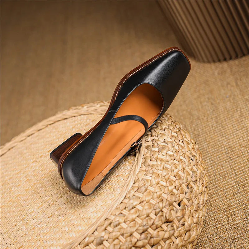 Women’s Spring Block Heel Shoes Elegant Strap Design 7