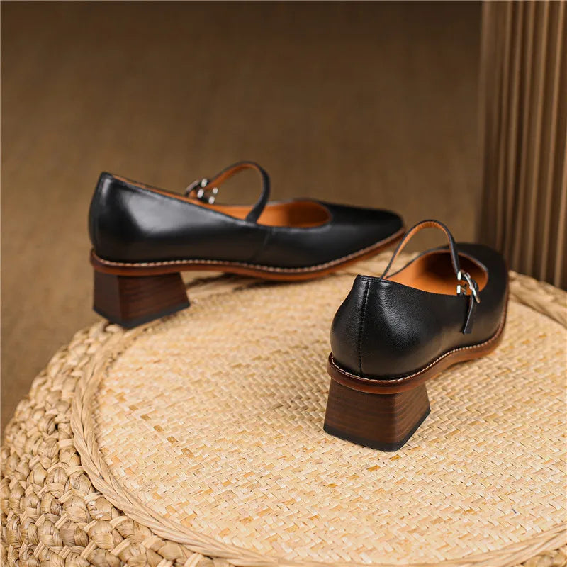 Women’s Spring Block Heel Shoes Elegant Strap Design 8