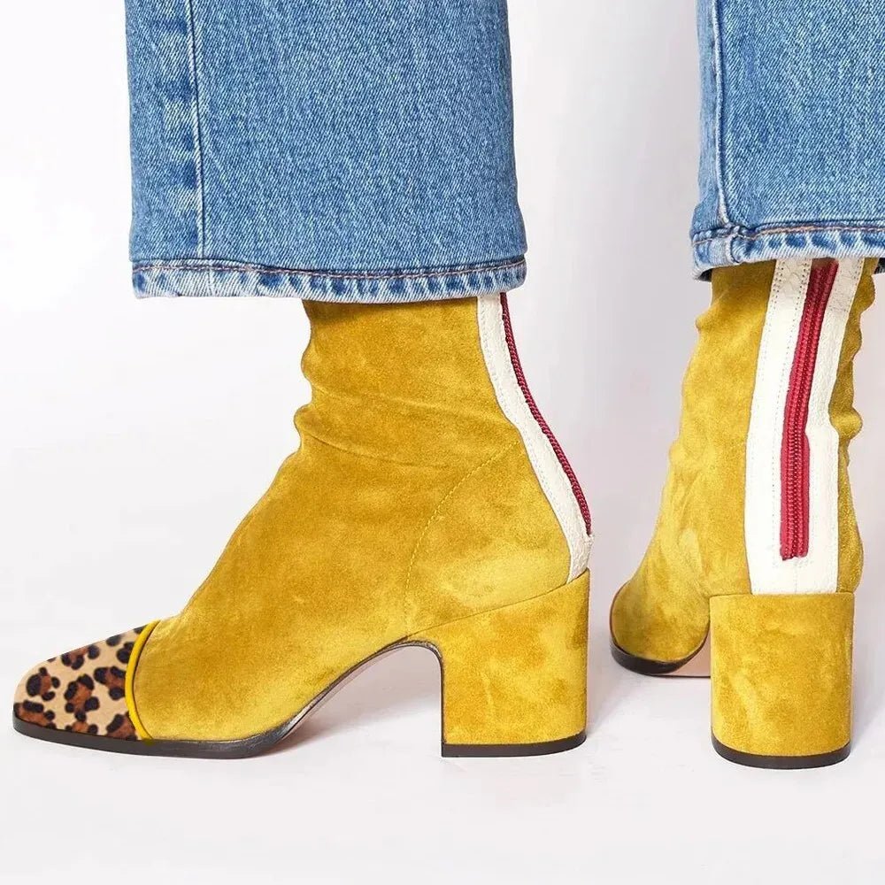 Women’s Square-Toe Block Heel Ankle Boots Modern Style 3