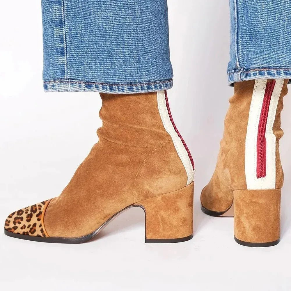 Women’s Square-Toe Block Heel Ankle Boots Modern Style 5