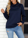 Women’s Stand Collar Sweatshirt Elegant Button Detail Casual Comfort 0