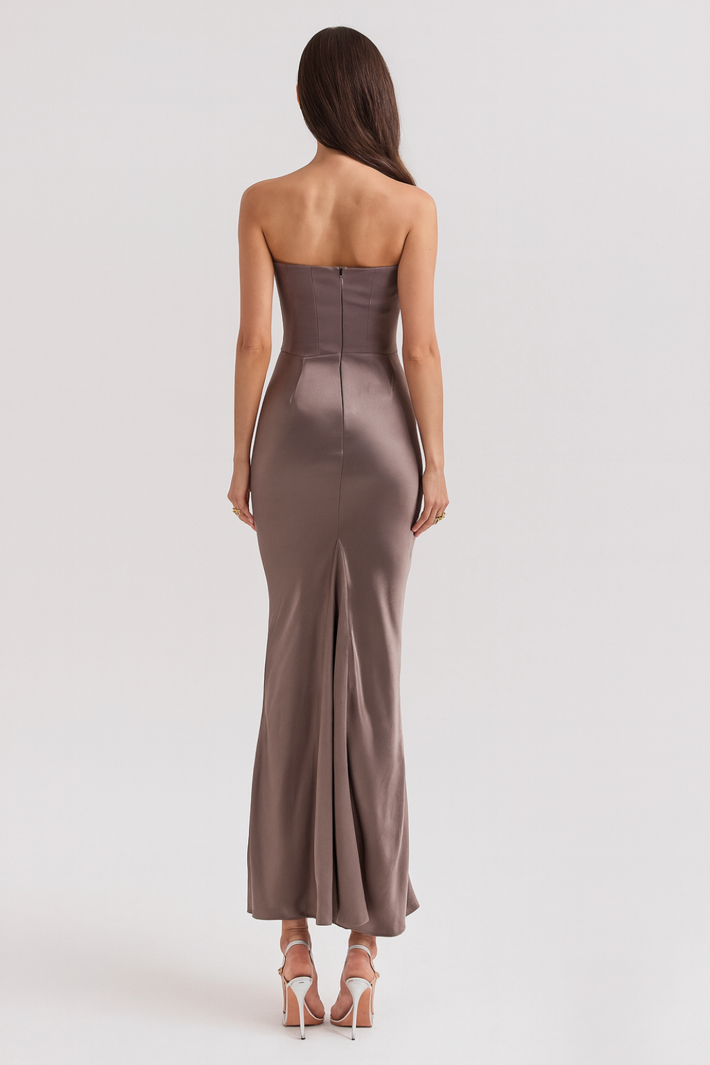 Women’s Strapless Maxi Dress Elegant Draped Design for Formal Events 2