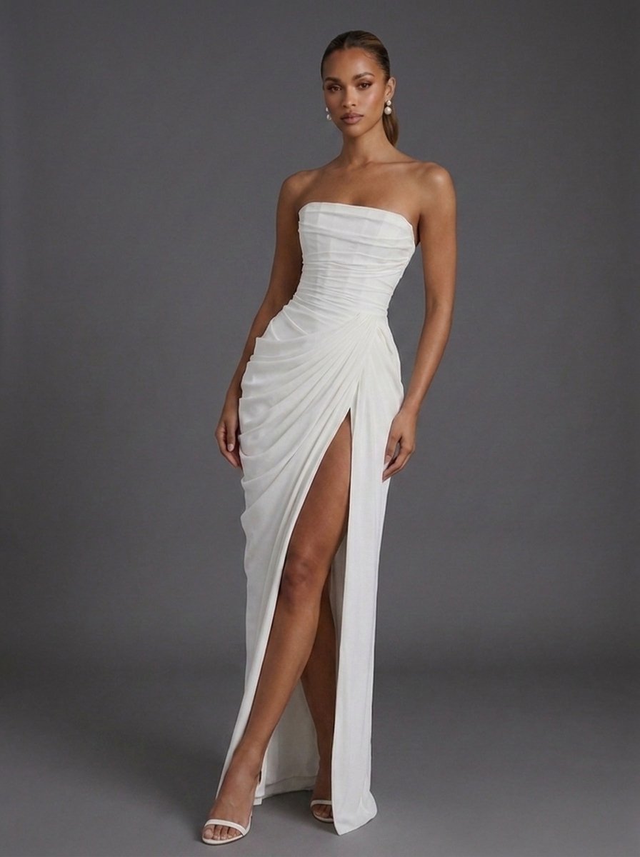 Women’s Strapless Maxi Dress Elegant Ruched Design 6