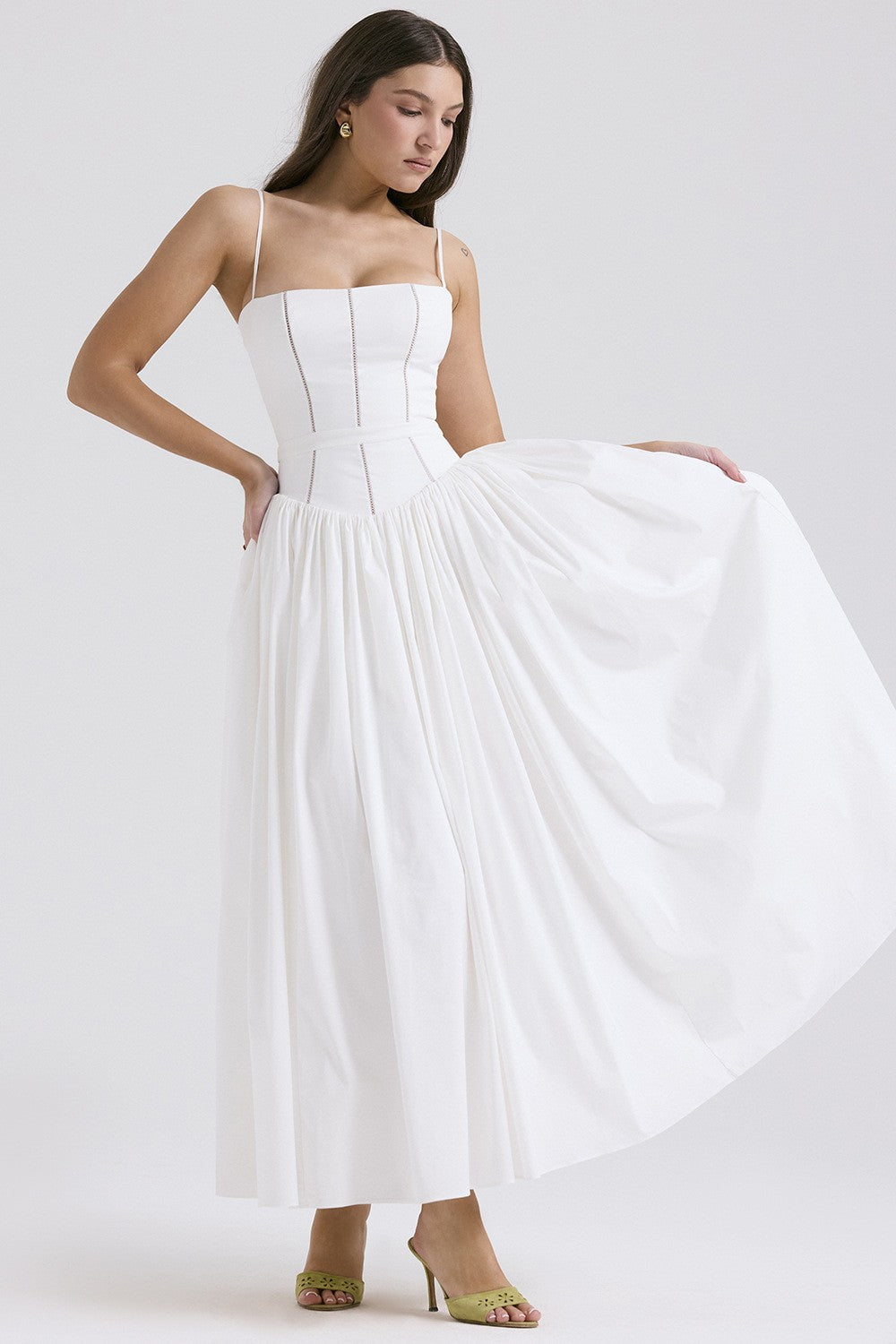 Women’s Strapless Midi Dress Elegant Pleated Design for Weddings 0