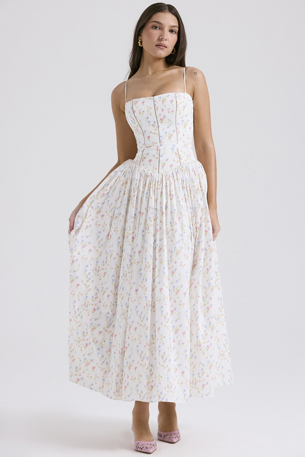Women’s Strapless Midi Dress Elegant Pleated Design for Weddings 9