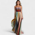 Women’s Strapless Pleated Maxi Dress Vibrant Summer Style 0