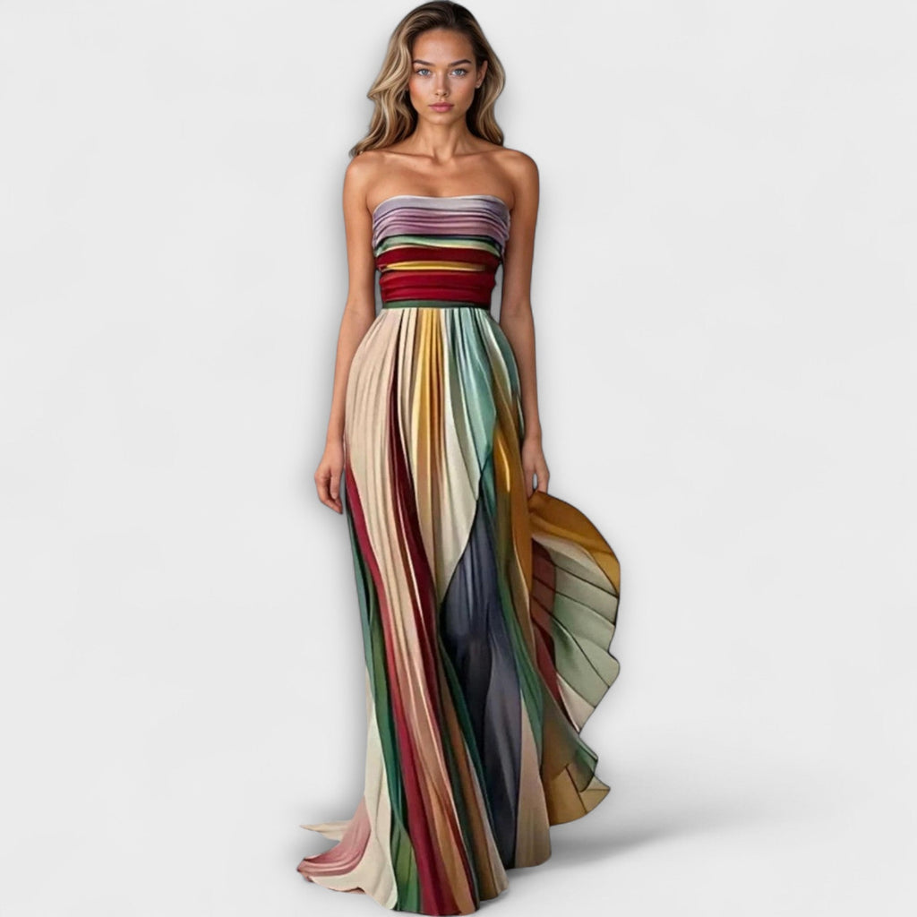 Women’s Strapless Pleated Maxi Dress Vibrant Summer Style 2