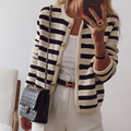 Women’s Striped Cardigan Button Front Elegant Casual Style 0