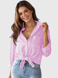 Women’s Striped Collared Shirt Versatile Design for Casual and Office Wear 0