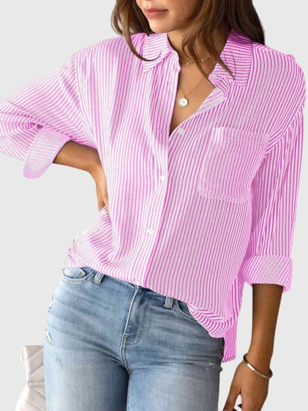 Women’s Striped Collared Shirt Versatile Design for Casual and Office Wear 6