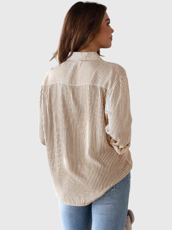 Women’s Striped Collared Shirt Versatile Design for Casual and Office Wear 7