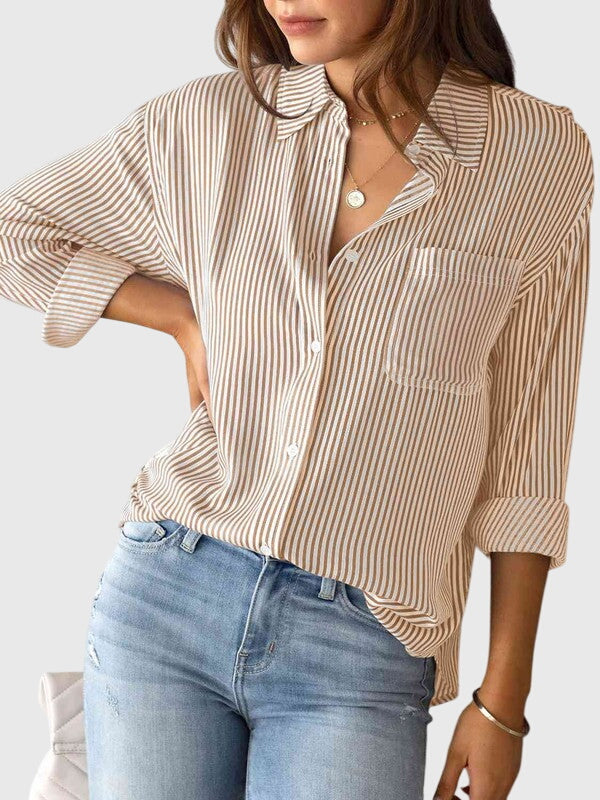 Women’s Striped Collared Shirt Versatile Design for Casual and Office Wear 8