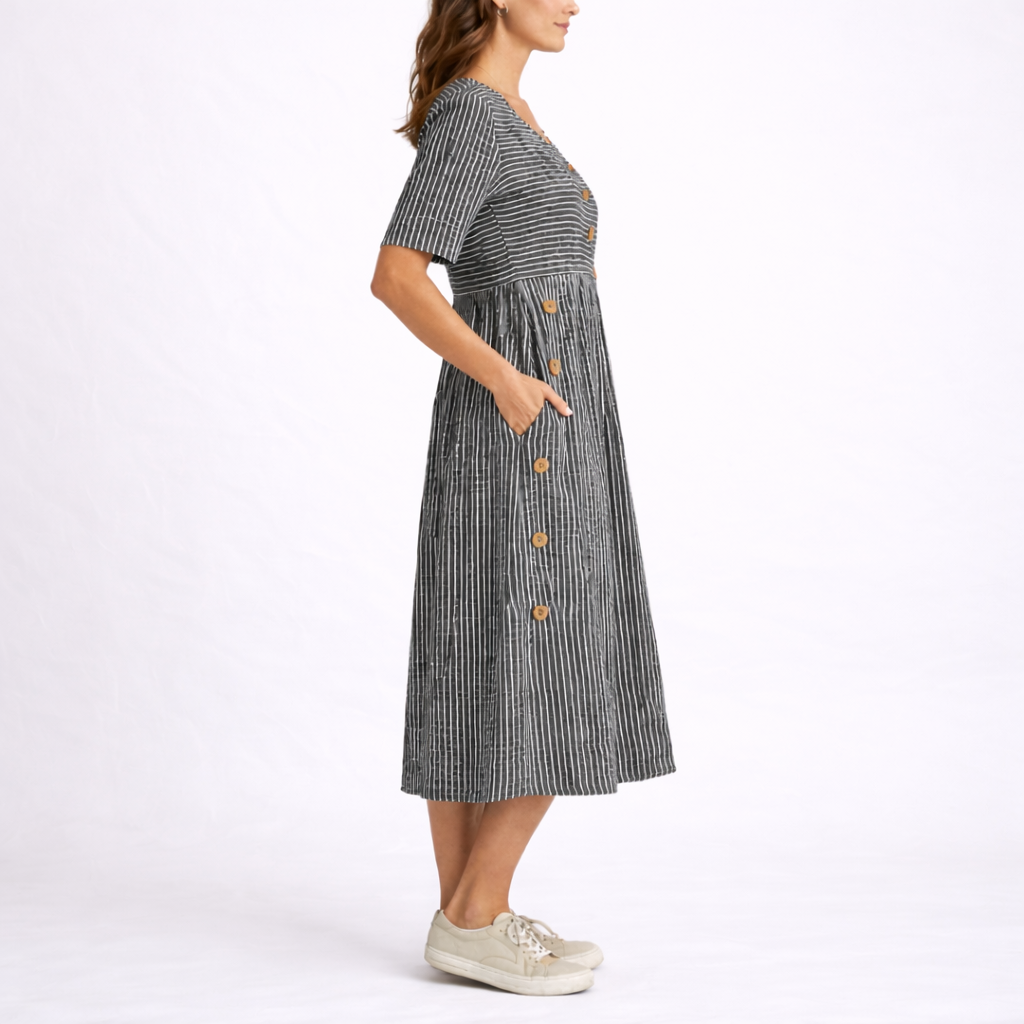 Women’s Striped Midi Dress Lightweight Summer Style 5