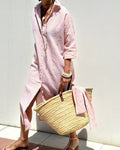 Women’s Striped Shirt Dress Classic Summer Style 0