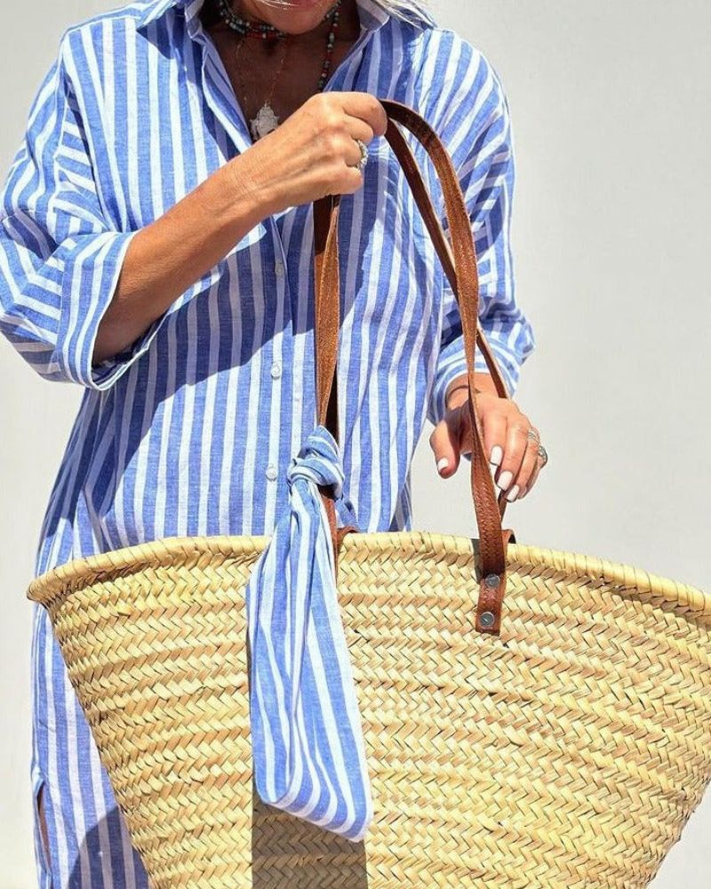 Women’s Striped Shirt Dress Classic Summer Style 3