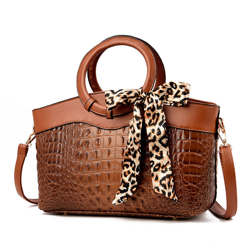 Women’s Structured Handbag Croc-Embossed Design with Detachable Strap 0