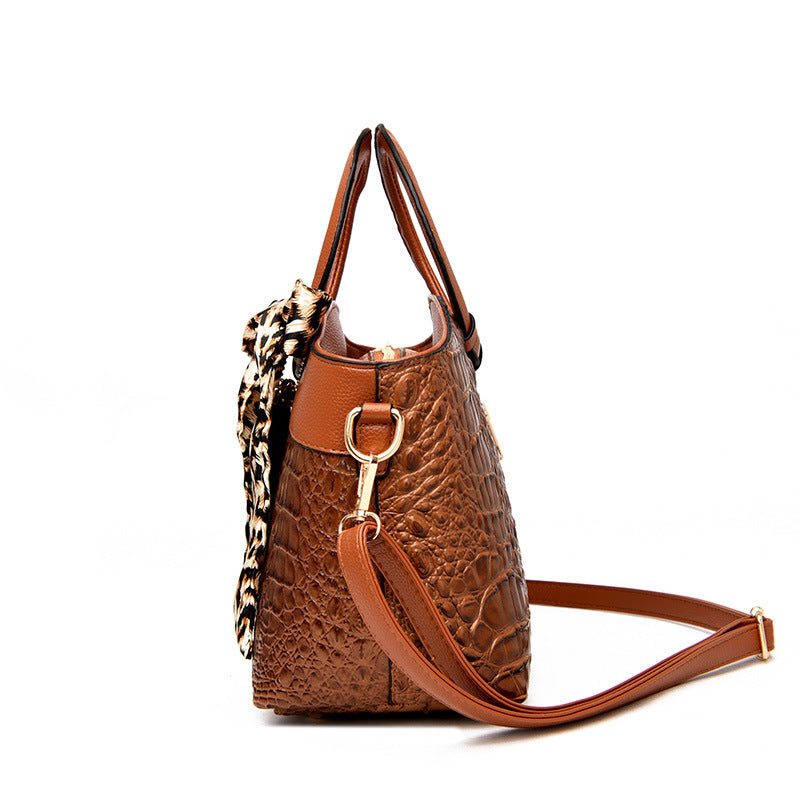 Women’s Structured Handbag Croc-Embossed Design with Detachable Strap 7