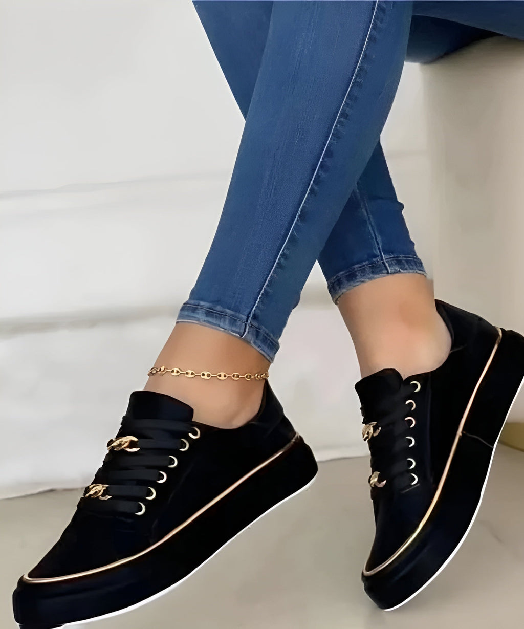 Women’s Stylish Sneakers Chic Design with Golden Accents 1