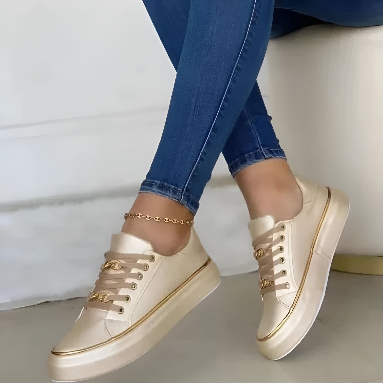 Women’s Stylish Sneakers Chic Design with Golden Accents 4